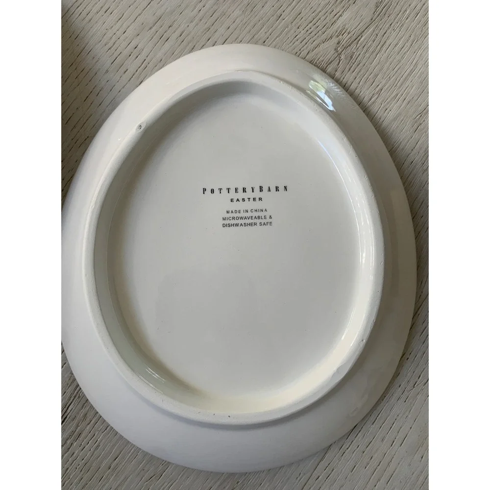 Pottery Barn Easter Egg Plates Set of 4 Pastel Stoneware Appetizer Spring Decor‎
